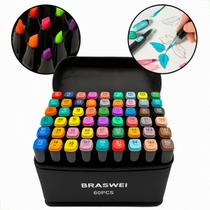 Kit Canetinha 60 Cores Com Estojo Canetas Marcador Ponta Dupla Para Livros De Colorir Bobbie Goods C