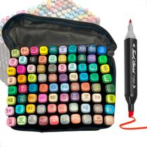 Kit Canetinha 80 Cores Com Estojo Canetas Marcador Ponta Dupla Para Livros De Colorir Bobbie Goods Coloridas