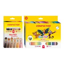 Kit Canetinha Gigante Compactor com 48 cores + 12 tons de pele