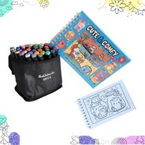 Kit Canetinhas 48 Cores + Livro Para Colorir Arte Divertido Kit Canetinhas 48 Cores + Livro Para Colorir Arte Divertido