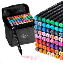 Kit Canetinhas 60 Cores Ponta Dupla + Estojo Desenho Escolar Kit Canetinhas 60 Cores Ponta Dupla + Estojo Desenho Escolar