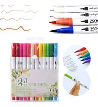 Kit Canetinhas Brush Pen 24 Cores Duas Pontas Scb-24 001-24
