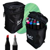 Kit Canetinhas Coloridas Maleta 24 Cores Brush Pen Dupla