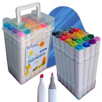 Kit Canetinhas Coloridas Maleta 24 Cores Brush Pen Dupla - Cardad