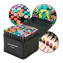 Kit Canetinhas Coloridas Marca Texto Ponta Dupla 100 Cores