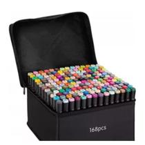 Kit Canetinhas Coloridas Ponta Dupla 168 Cores com Estojo Or