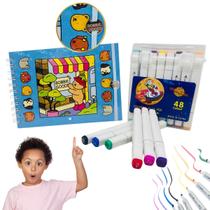 Kit Canetinhas Coloridas Touch e Livro de Colorir Bobbie Goods Profissional