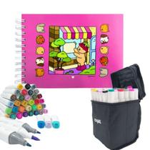 Kit Canetinhas com Livro Para Colorir Bobbie Goods 36 cores sortidas