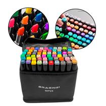 Kit Canetinhas Escolar Coloridas Marca Texto Ponta Dupla fina chanfrada Tinta Base De Água,