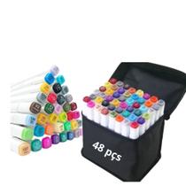 Kit canetinhas Marcadores para colorir 48 cores pontas dupla