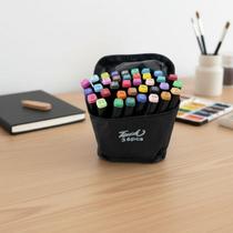 Kit Canetinhas Ponta Dupla 36 Cores Estojo Escolar para Desenhos Vibrantes Kit Canetinhas Ponta Dupla 36 Cores Estojo Escolar para Desenhos Vibrantes