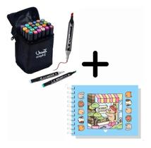 kit Canetinhas touch ponta dupla 24 cores +livro de colorir - amilly