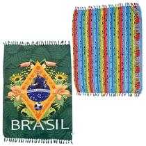 Kit Canga Praia Jogador Brasil Love Rio De Janeiro Colorida