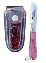 Kit Canivete Em Aço Niquelado Tamanho M + Bainha Porta Canivete Em Couro Oferta Da Fábrica