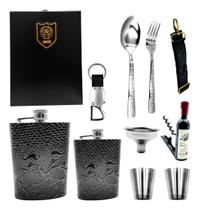 Kit Cantil Bolso Porta Bebidas Whisky Presente Premium Inox Kit Cantil Bolso Porta Bebidas Whisky Presente Premium Inox