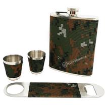 Kit Cantil Porta Bebidas Abridor Copos Shot Estampa Exercito DY8843 Kit Cantil Porta Bebidas Abridor Copos Shot Estampa Exercito DY8843
