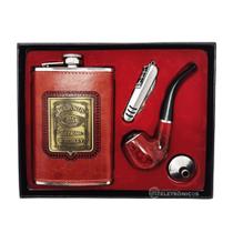 Kit Cantil Porta Bebidas Cachimbo Abridor Aço Inox Alta Qualidade DY8830