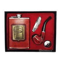 Kit Cantil Porta Bebidas Cachimbo Abridor Funil Ideal Para Presentear DY8830 Kit Cantil Porta Bebidas Cachimbo Abridor Funil Ideal Para Presentear DY8830