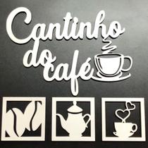 Kit Cantinho Do Café 4 Peças 30cm Decoração Cozinha Mdf 6mm - Brovália