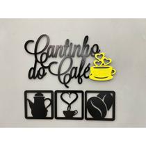 Kit Cantinho do Café 4 Peças 30cm MDF Preto com Xícara em Varias Cores a Sua Escolha Decoração estilo papel de parede a