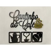Kit Cantinho do Café 4 Peças 30cm MDF Preto com Xícara em Varias Cores a Sua Escolha Decoração estilo papel de parede a