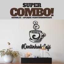 Kit Cantinho do Café Bandeja Decoração Casa Bandeja Preto Bancada Cozinha