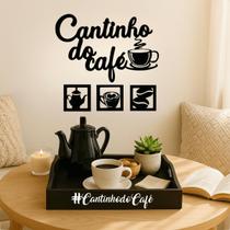 Kit Cantinho do Cafe Bandeja e Quadro Vazado Mdf Pintado Decorativo - Grupo Paraíso MDF