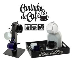 Kit Cantinho Do Café Bandeja Porta Xícaras E Quadro Vado