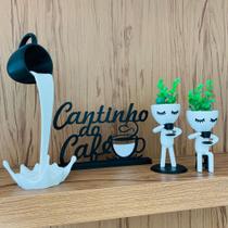 Kit Cantinho do Café bob xícara flutuante já com plantinhas, base reforçada.