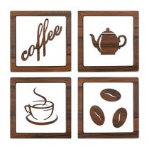 Kit Cantinho Do Café Mdf 4 Quadros 15Cm Decoração De Cozinha