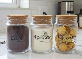 Kit Cantinho do Café , Potes de Vidro 600ml Kit Cantinho do Café , Potes de Vidro 600ml