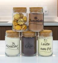 Kit Cantinho do Café , Potes de Vidro 600ml