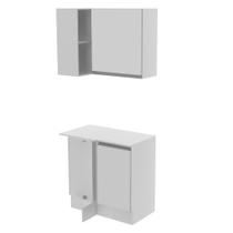 Kit Canto Reto Smart MDF 2 Portas e Nicho Branco Madesa