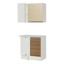 Kit Canto Reto Smart MDF 2 Portas Nicho Rustic Crema Madesa