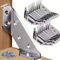 Kit Cantoneiras de Aço Inox Trava 3 Lados 90º Com Parafusos Reforço De Cadeira E Moveis em Geral Kit Cantoneiras de Aço Inox Trava 3 Lados 90º Com Parafusos Reforço De Cadeira E Moveis em Geral