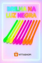 Kit Canudo Mexedor Neon Colher Drink Suco Caipirinha Plástico Festa Aniversário Bebida Colorido