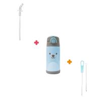 Kit canudo repositor, escovinha e térmica gumy azul buba