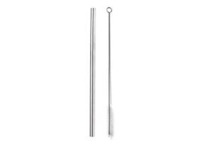 Kit Canudo Reto Inox Para Milksake e Escova 12mm x 26,5cm