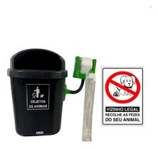kit cão com lixeira 40L dejetos animais e placa vizinho legal