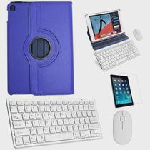 Kit Capa 360 Azul Escuro / Teclado e Mouse branco e Película Compativel iPd 5 e 6 - 9,8