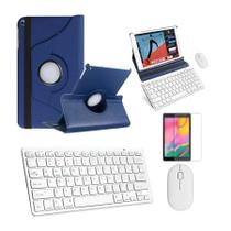 Kit Capa 360 Azul Escuro / Teclado e Mouse branco e Película para Galaxy Tab A T510/T515