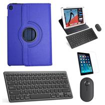 Kit Capa 360 Azul Escuro / Teclado e Mouse preto e Película para iPad 2021 9a Geração 10.2" - Skin Zabom