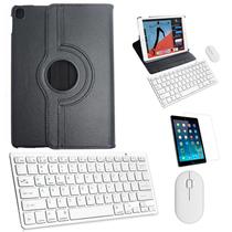 Kit Capa 360 Preto / Teclado e Mouse branco e Película para iPad 5 e 6 - 9,7"