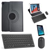 Kit Capa 360 Preto / Teclado e Mouse preto e Película para iPad 2021 9a Geração 10.2"