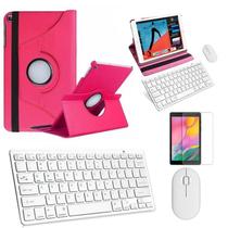 Kit Capa 360 Rosa / Teclado e Mouse branco e Película para Galaxy Tab A 8" T290/T295