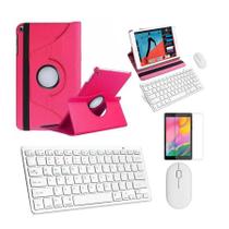 Kit Capa 360 Rosa / Teclado e Mouse branco e Película para Galaxy Tab S5e T725 10.5"