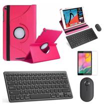 Kit Capa 360 Rosa / Teclado e Mouse preto e Película para Galaxy Tab A7 SMT500/T505 10,4"