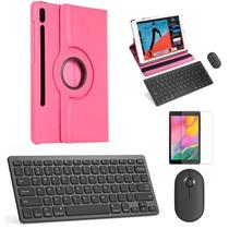 Kit Capa 360 Rosa / Teclado e Mouse preto e Película para Galaxy Tab S7 T870/T875 11"