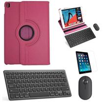 Kit Capa 360 Rosa / Teclado e Mouse preto e Película para iPad 2021 9a Geração 10.2"
