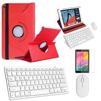 Kit Capa 360 Vermelho / Teclado e Mouse branco e Película para Galaxy Tab A7 SMT500/T505 10,4"